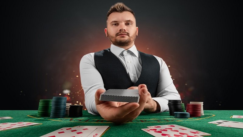 Male,Dealer,At,The,Casino,At,The,Table.,Casino,Concept, - 香港Gameone娛樂城全新會員福利 - 入金00即返送00!